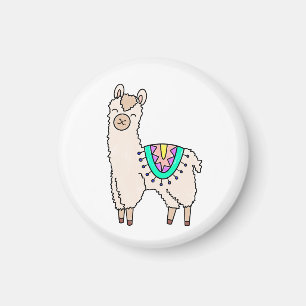 Íman llama alpaca de desenho animado sorridente e feliz