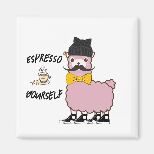 Íman Llama Rosa Espresso Yourself Magnet (Frente)