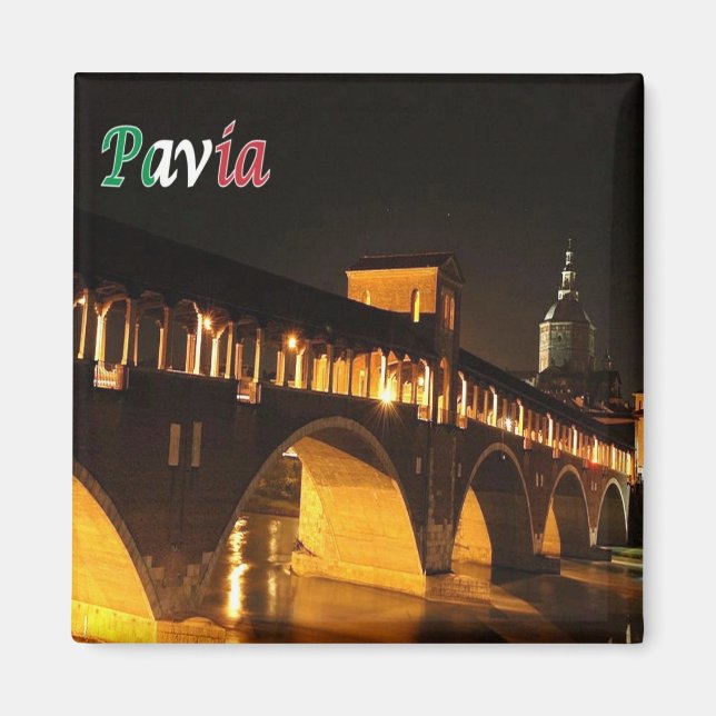 Íman LMD045 PAVIA The Covered Bridge by Night, Fridge (Frente)