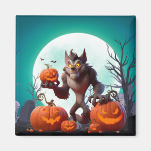 Íman Lobisomem e abóboras de Halloween