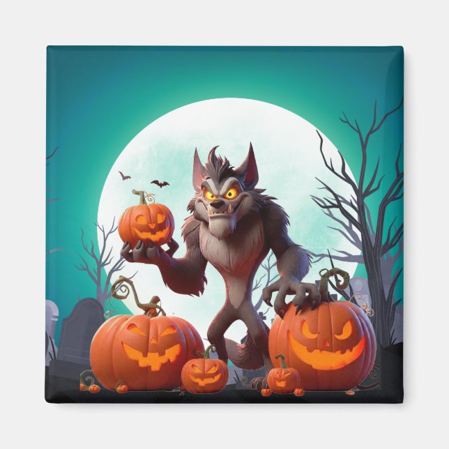 Íman Lobisomem e abóboras de Halloween (Frente)
