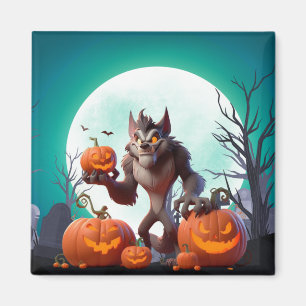 Íman Lobisomem e abóboras do Halloween