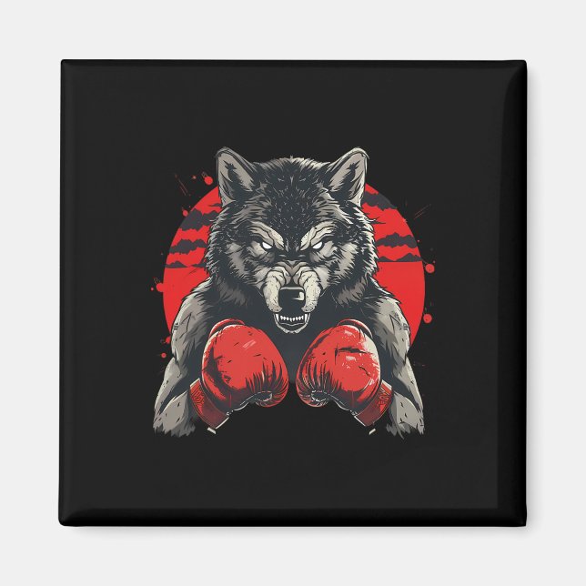 Íman Lobo Boxeador Com Luvas de Boxe Kickboxing Boxe Di (Frente)