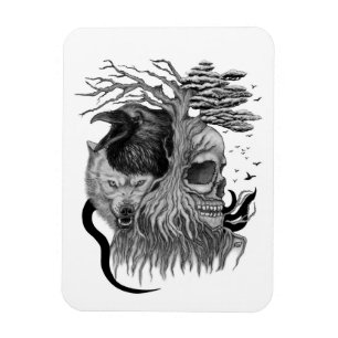 Íman Lobo e Raven com crânio