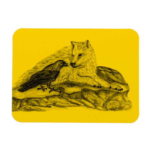 Íman Lobo e Raven - Design preto e amarelo (Horizontal)