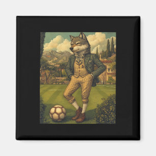 Íman Lobo Engraçado Jogando Futebol Gráfico Lobo Estran