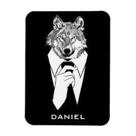 Íman Lobo Hipster Engraçado com Smoking Preto Personali