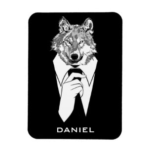 Íman Lobo Hipster Engraçado com Smoking Preto Personali
