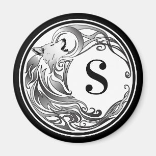 Íman Lobo Tribal - Monograma Sombreado