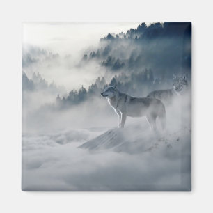 Íman Lobos numa paisagem de inverno