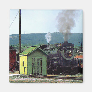 Íman Locomotiva de vapor que entra a jarda do trem