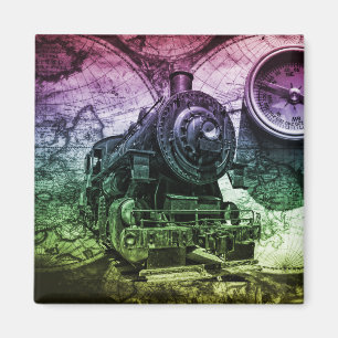 Íman Locomotiva Vintage de Motor a Vapor