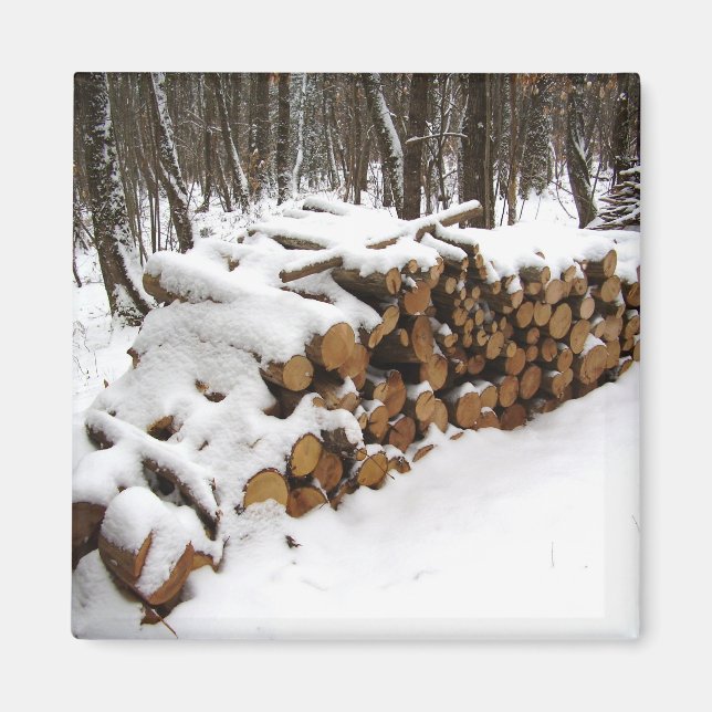 Íman Log Pile no Woods Magnet (Frente)