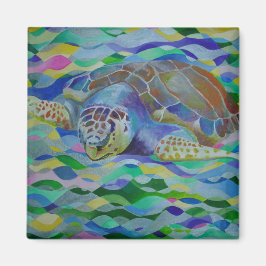 Íman Loggerhead Turtle Colorida Art