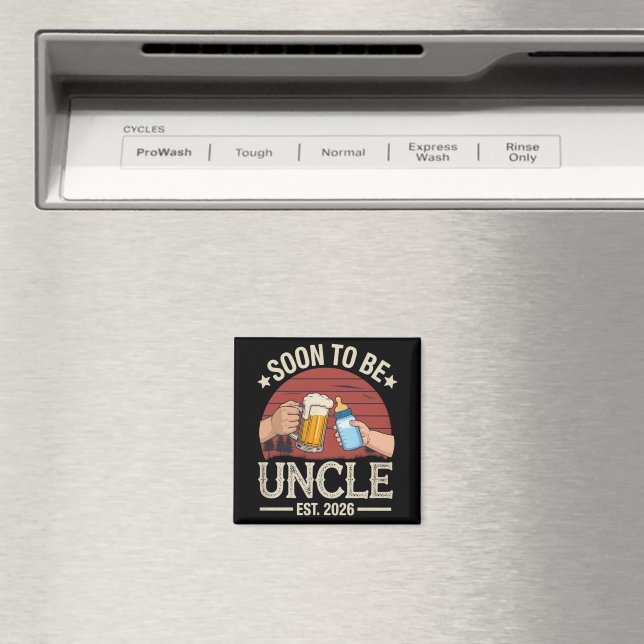 Íman Logo Será Tio 2026 Anúncio de Gravidez Retro (In Situ (Dishwasher))