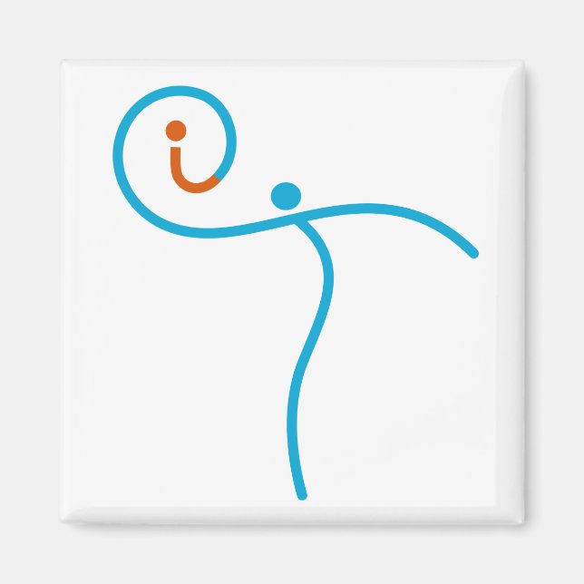 Íman Logotipo 01, ciano/vermelho (Frente)