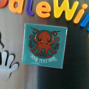Íman Logotipo Alternativo do Polvo Vermelho Adicione Su