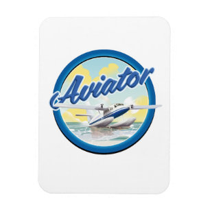 Íman Logotipo azul de hidroavião Aviator