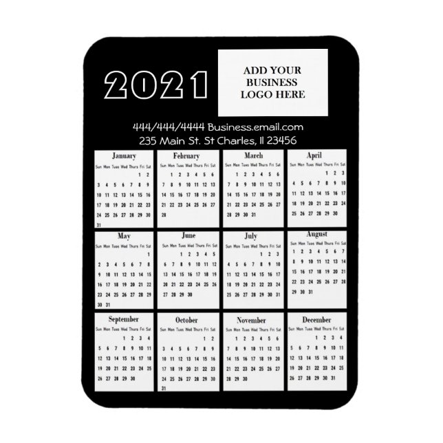 Íman Logotipo comercial do Mini Calendário 2021 (Vertical)