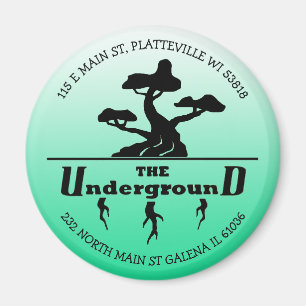 Íman Logotipo comercial e endereçar a apreciação do cli