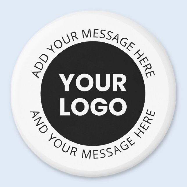 Íman Logotipo comercial e texto editável Branco e Preto (Criador carregado)