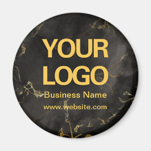 Íman Logotipo comercial preto Dourado Elegante Marble R