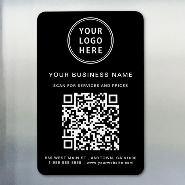 Íman Logotipo comercial QR Promocional preto (Criador carregado)