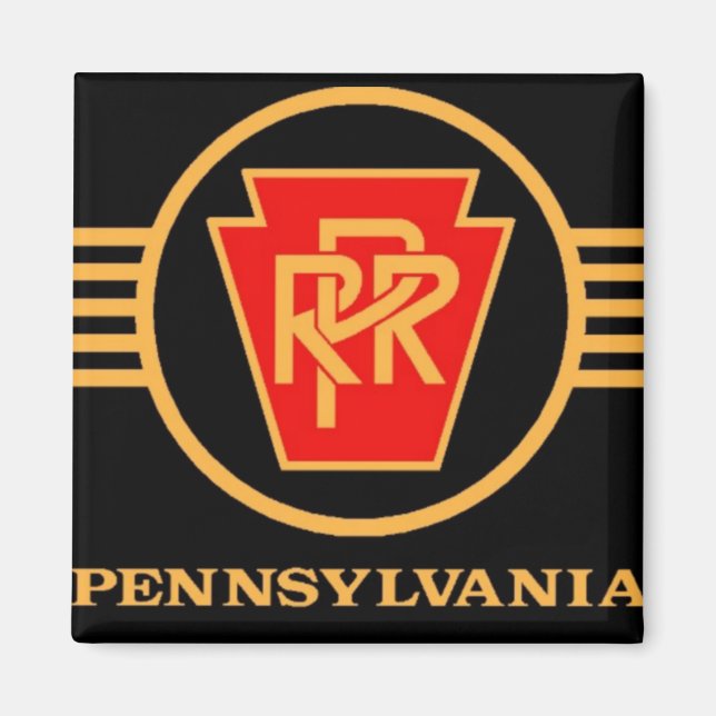 Íman Logotipo da Ferrovia da Pensilvânia, preto e Doura (Frente)