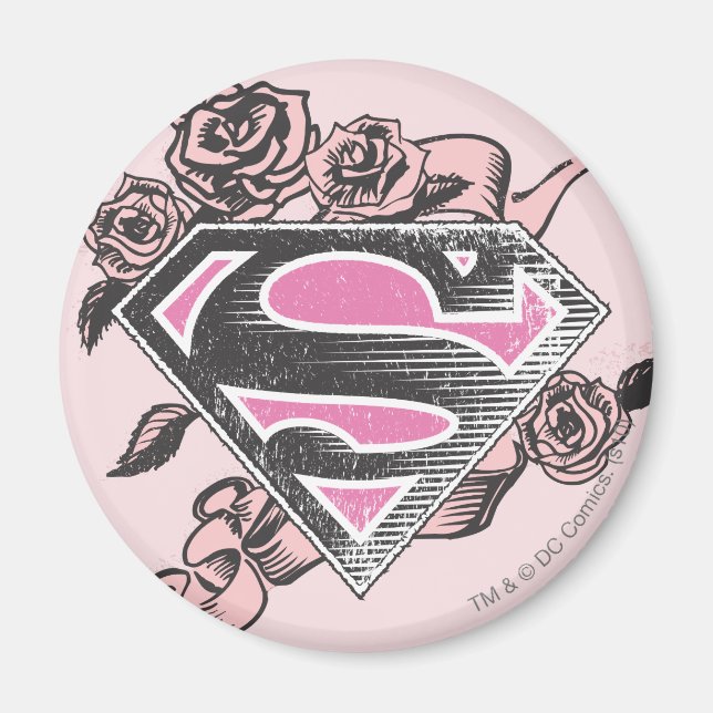 Íman Logotipo da Supergirl com Rosas (Frente)