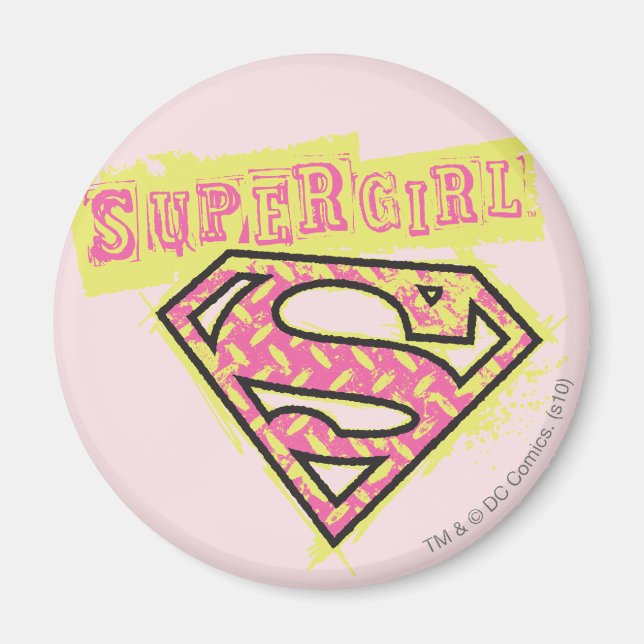 Íman Logotipo da Supergirl Grunge rosa (Frente)