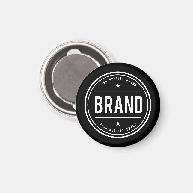 Íman Logotipo de emblema circular preto e branco (Front/Back)