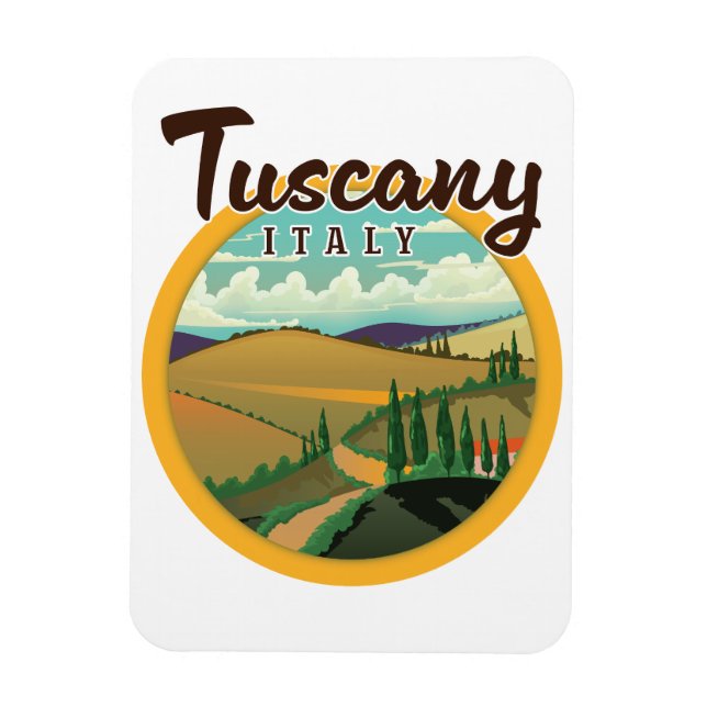 Íman logotipo de viagem da Toscana (Vertical)