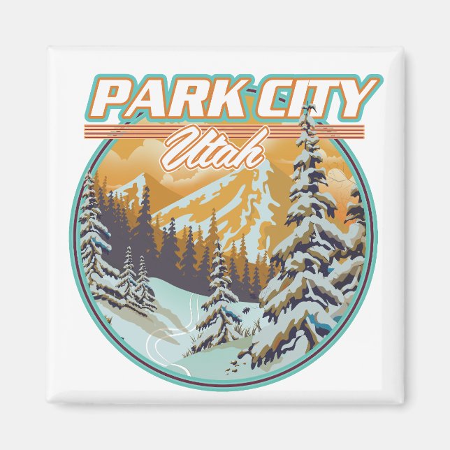 Íman Logotipo de Viagem de Park City Utah (Frente)