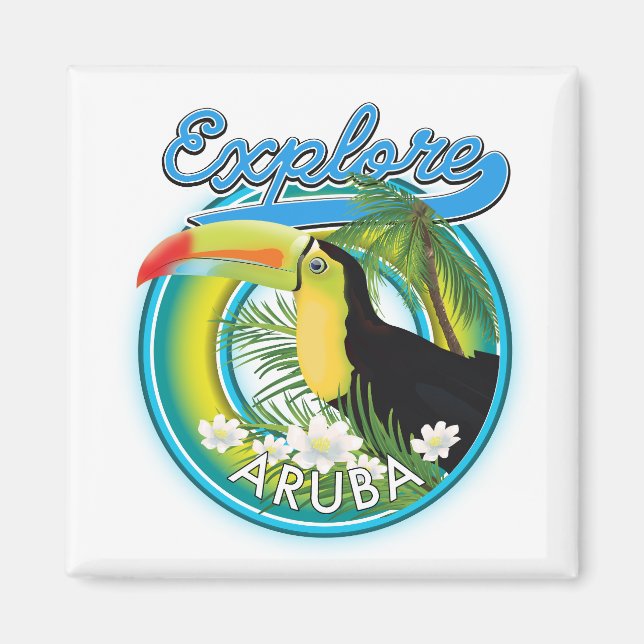 Íman Logotipo de viagem Explore Aruba (Frente)