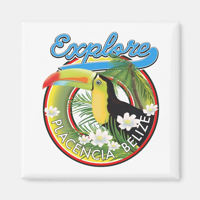 Íman Logotipo de viagem Explore Placencia Belize (Frente)