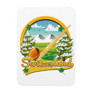 Íman logotipo de viagem retrô alphorn da Suíça