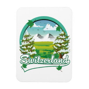 Íman logotipo de viagem retrô da Suíça