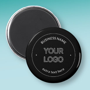Íman Logotipo Editável e Nome da Empresa Preto