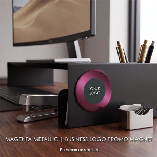 Íman Logotipo Empresarial Promocional Magenta Metálico