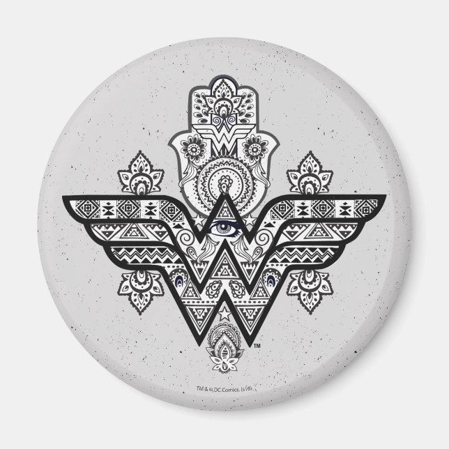Íman Logotipo Espiritual Paisley Hamsa da Mulher Maravi (Frente)