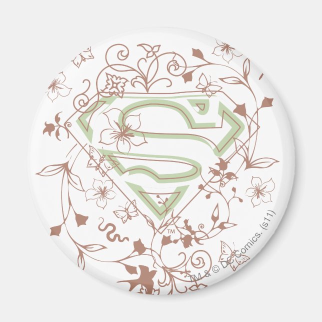 Íman Logotipo Floral Verde da Supergirl (Frente)