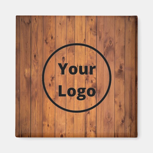 Íman Logotipo personalizado madeira marrom (Frente)