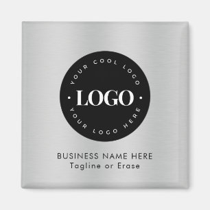 Íman Logotipo preto do Magnet prata quadrado personaliz