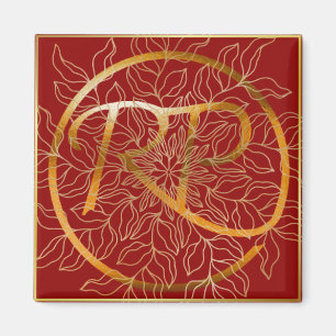 Íman Logotipo RAMO e PAUL - quadrado vermelho de ouro