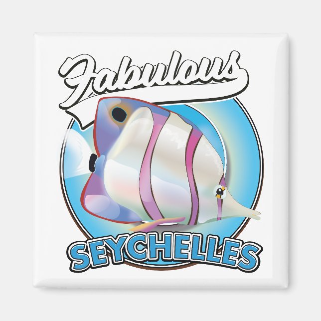 Íman Logotipo retrô das fabulosas Seychelles (Frente)