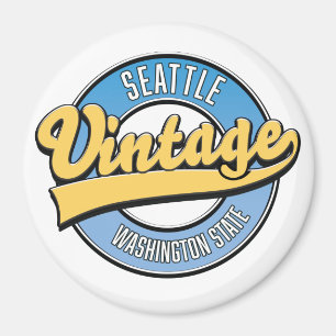 Íman Logotipo retrô de Seattle, Estado de Washington.