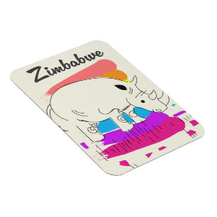 Íman logotipo retro viagem do Zimbábue