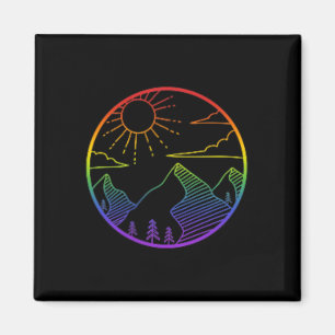 Íman Logotipo Sutil Orgulho Montanha Ao Ar Livre Pôr do