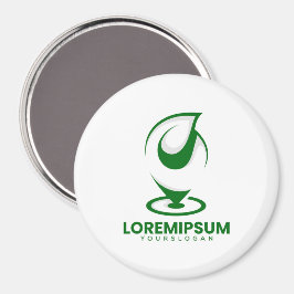 Íman Logotipo verde abstrato de gota de água e globo