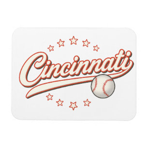 Íman Logotipo Vintage Cincinnati Baseball - Esportes Re